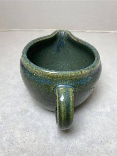 Vintage Blue/Green Glazed Hand Thrown Pottery Creamer Pitcher Signed “YOUNG” - Picture 5 of 12