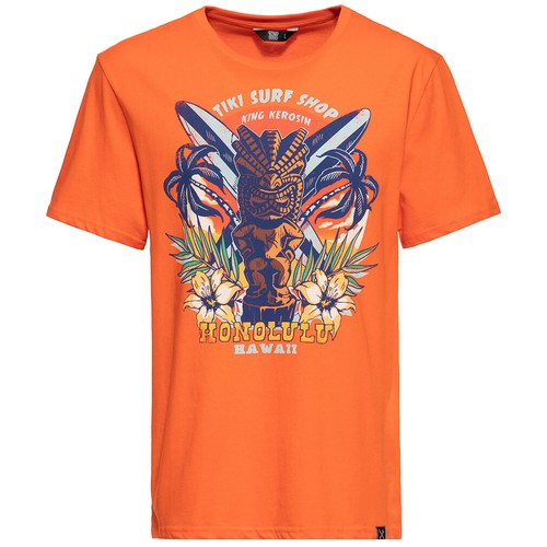 T-shirt re cherosene - Tiki Surf Shop statua arancione Honolulu Hawaii palme isola - Foto 5 di 20