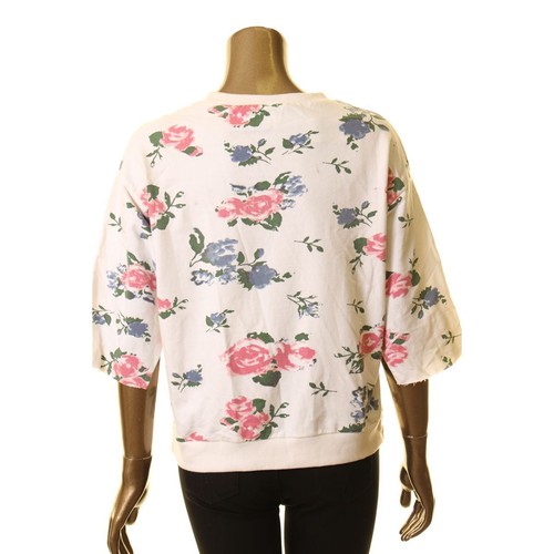 RD STYLE NEU Damen Blumen Cut-Off-Ärmel French Terry Sweatshirt Oberteil XS TEDO - Bild 2 von 4