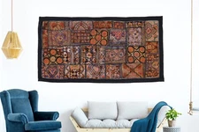 Vintage Embroidered Ethnic Wall Décor Tapestry Fine Zari Hand work Wall Hanging