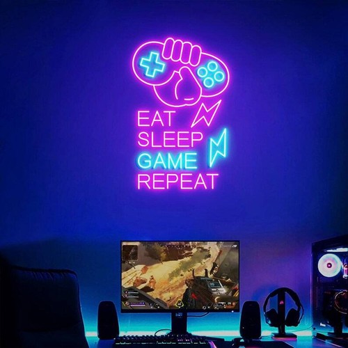 Controlador Gamepad Sala de Juegos Letrero de Neón Luz LED Dormitorio Computadora Video Hombre Cueva