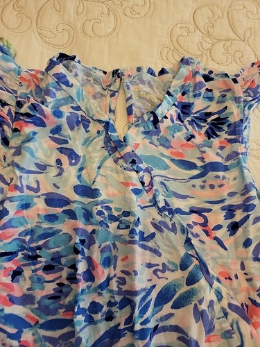 Lilly Pulitzer Summer Play Romper Lot Of 2 Size 12 Stretch Blue Pink Aqua Multi - Picture 3 of 6