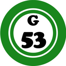 G 53 G53 Bingo Ball - 3 Inch Circle Sticker 3" x 3" - Hobby Number Board Lucky
