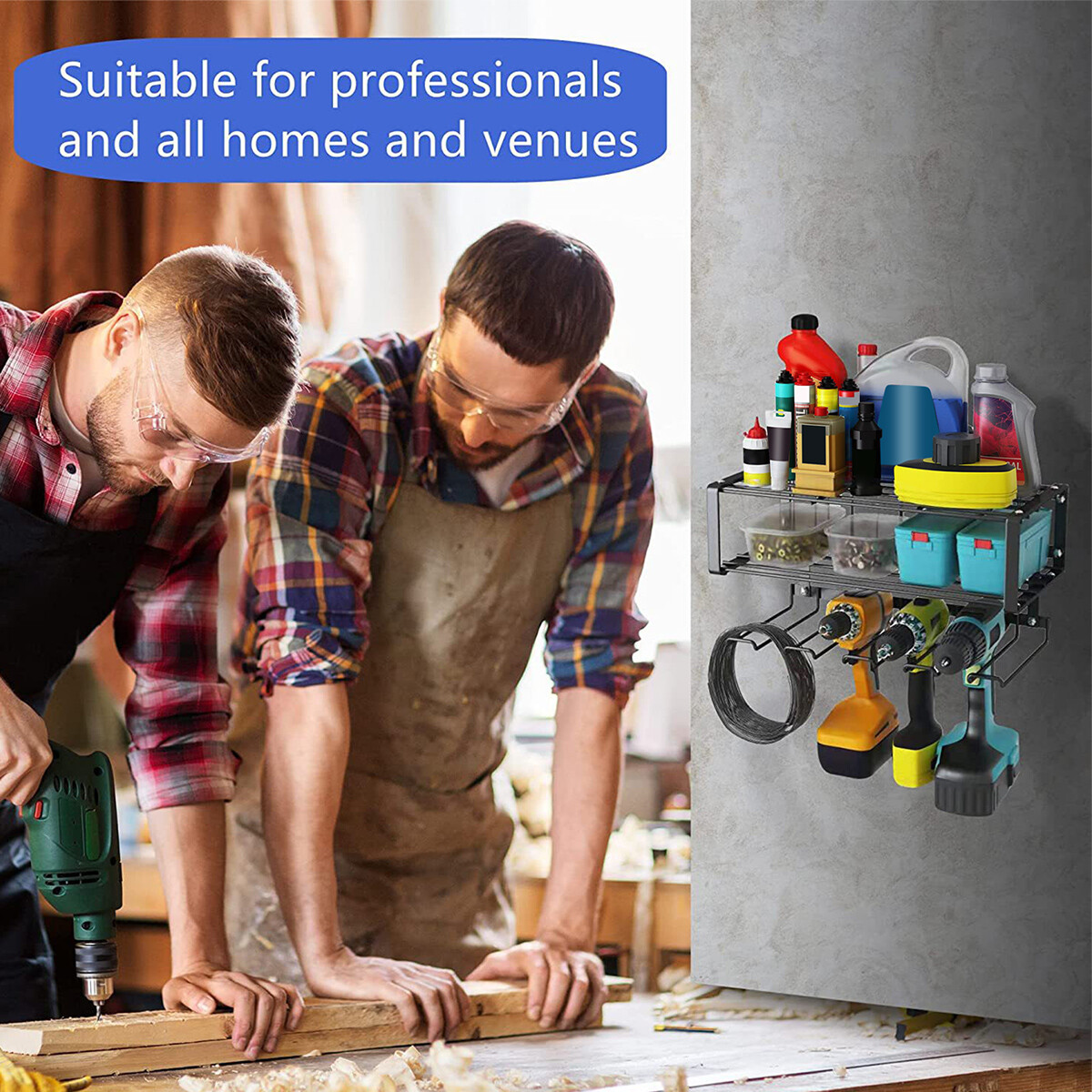 Power Tool Organizer Electric Drill Storage Rack Wall Mount Garage