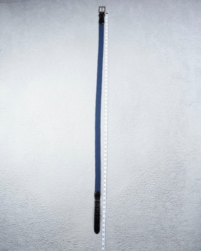 Mens Golf Belt Sz 50 Blue Braided Woven Nylon Stretch Black Leather Trim Silver - Picture 12 of 14