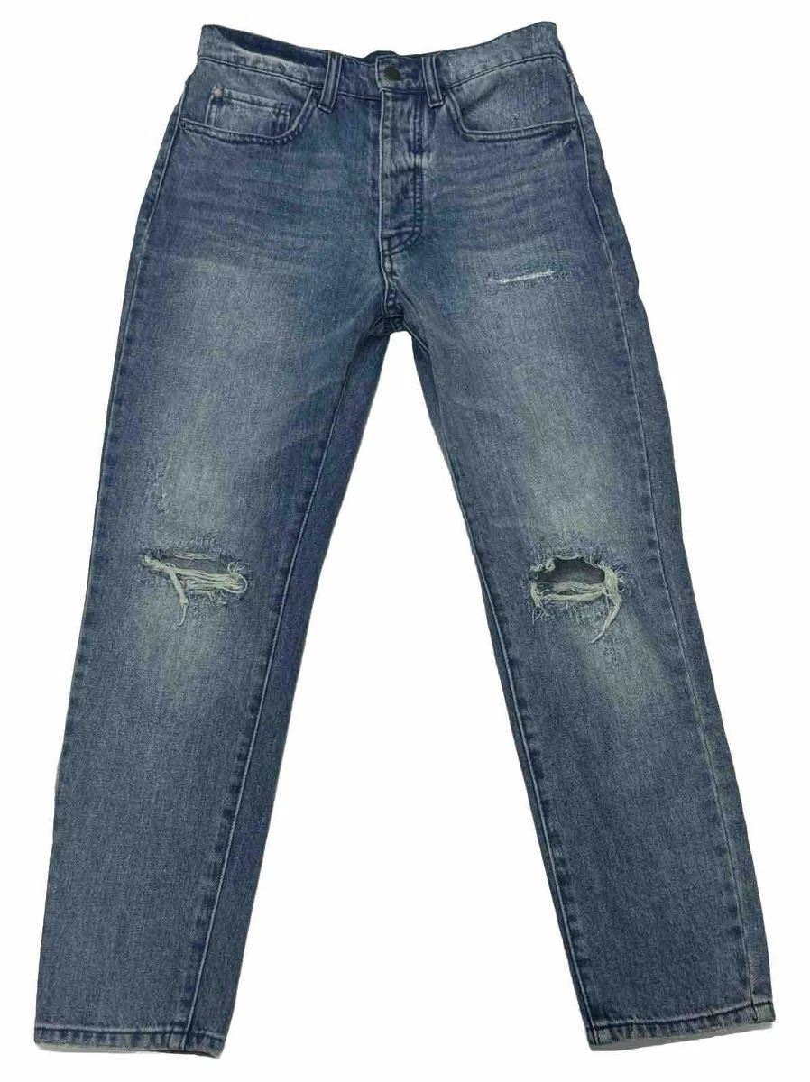 PRETTYLITTLETHING Shape Jean évasé délavé bleu clair déchiré