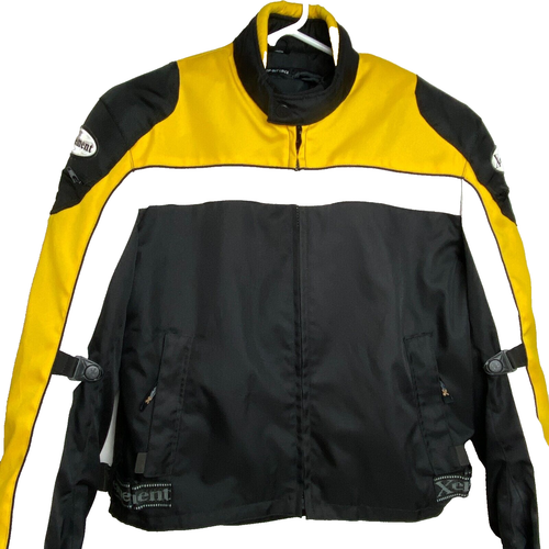 Xelement Motorcycle Jacket PADDED XL Yellow Black White Zip ( Nylon ??? ) B12 - Picture 2 of 20