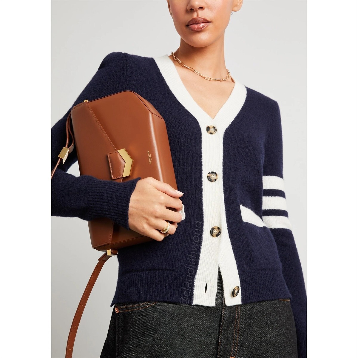 G. Label By Goop DiMatteo Wool Puff Sleeve Varsity Navy Blue G. Label By Goop DiMatteo Wool Puff Sleeve Varsity Navy Blue