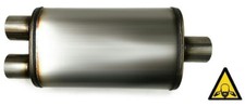 Performance Muffler Center 2.5 Inlet 2.5 Dual Outlet Universal