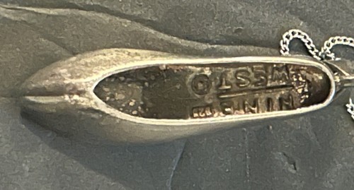 NINE WEST 925 PLATA TACÓN ALTO ZAPATO COLGANTE COLLAR FINO FIRMADO con Cadena - Imagen 4 de 4