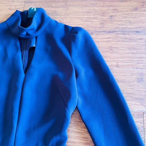 Cue Eggplant Long Sleeve Playsuit Dress Chest Cut Out Pockets Office Business - Picture 10 of 21