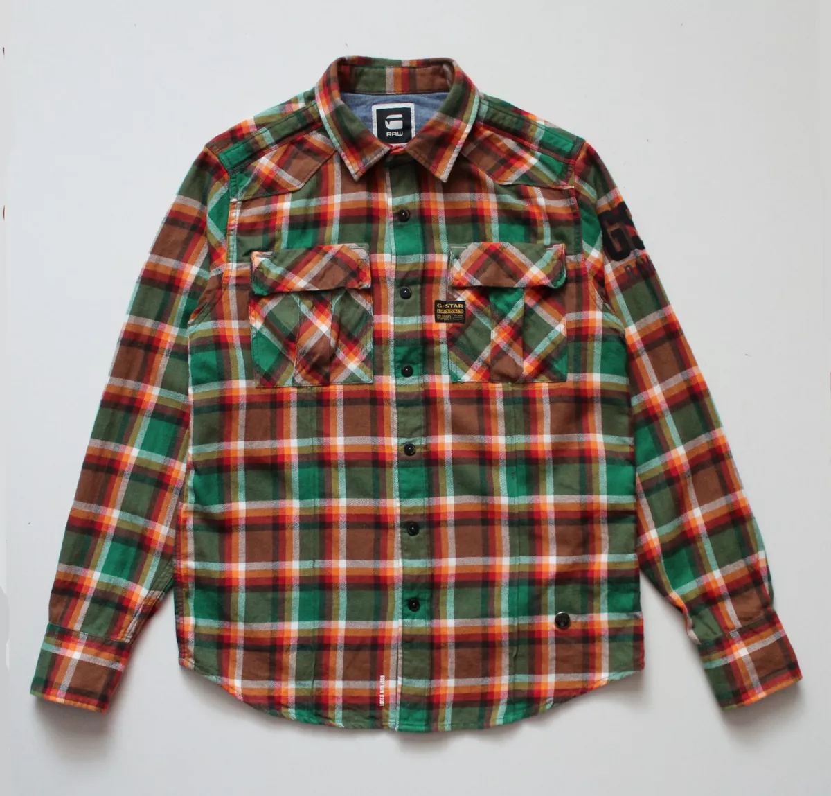 Men s G Star RAW Deck Bergen Flannel Checked Shirt size M eBay