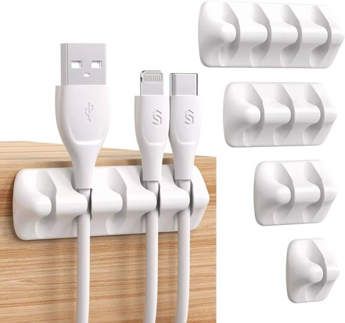 SYNCWIRE Cable Clips – 5-Pack Self-Adhesive Cord Organizer, USB Holder (White) - 第 1/12 張圖片