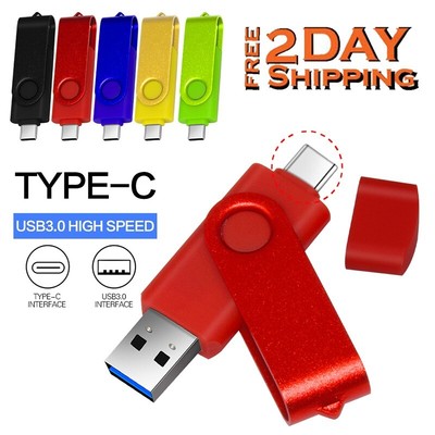 2- in-1 256GB USB3.0 Type-C OTG Flash Drive Memory USB C Stick Phone/PC Transfer