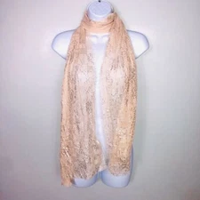 Howards Women Scarf Lightweight Oblong Peach Silver Metallic Summer Spring NEW