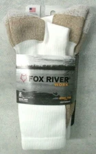 Fox River 6514 Socks, Wick Dry Steel Toe Crew Socks, 2 pair, USA White