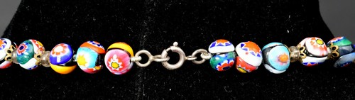 vintage Murano Glas KETTE Muranoglas Kugeln ~ 1970 mehrfarbig Millefiori Verlauf - Bild 4 von 10
