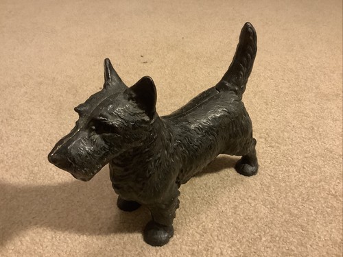 Antique Cast Iron Painted Scottish Terrier Scottie Dog Doorstop Door Stop