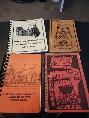 LOT OF 4 SPIRAL COOKBOOKS COMMUNITY LOCAL CHURCH SOME VTG COOK BOOK RECIPES