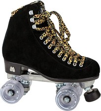 Moxi Black Suede Panther Roller Skates 5 Fits women's size 6 w/ Outdoor Wheels
