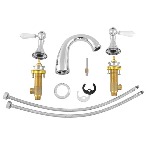 Welfenstein 3 Loch Waschtischarmatur Zweigriffmischer Waschbecken chrom 3L-12 - Bild 2 von 10