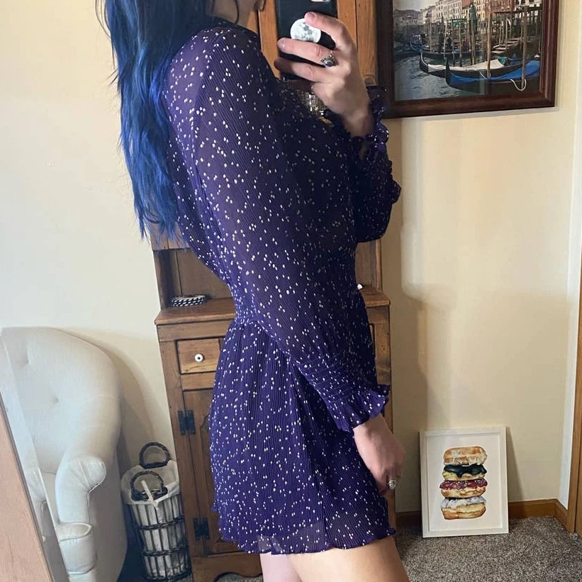 Zara polka top dot dress navy