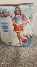 DC Super Hero Girls SUPERGIRL Costume Kid M 8-10 Cape Skirt Belt Wristbands Top