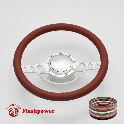 Volante Billet satinado de 15,5" envoltura completa con botón de bocina y adaptador - Imagen 3 de 8
