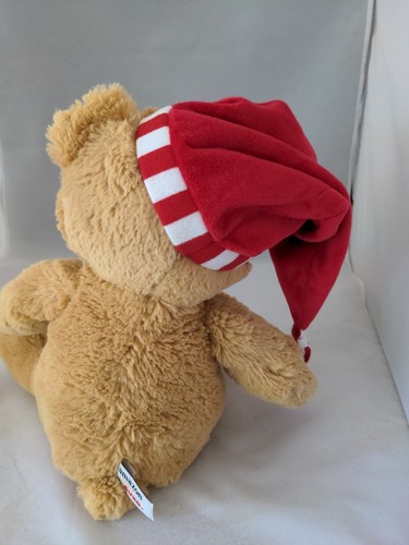 Vintage Amazon Gund Christmas Brown Teddy Bear w/Red Night Cap Tan 16” - Picture 3 of 8