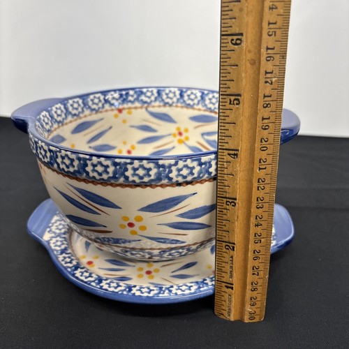 Temptations by Tara 6” Old Word Blue Presentable Ovenware W/ Platter - Picture 9 of 13