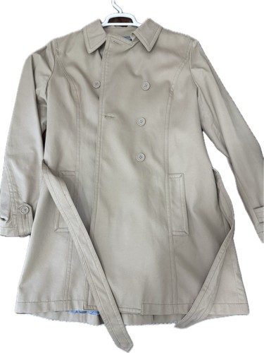 Coach Short Trench Coat Womens Double Breasted Lightweight Jacket Beige Sz L - Picture 3 of 8