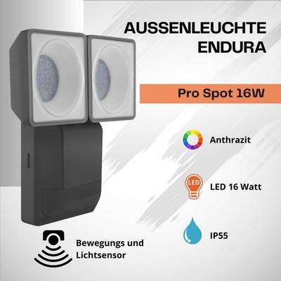 Außenleuchte Ledvance Endura Pro Spot Sensor 16 Watt LED Anthrazit Gartenlampe W