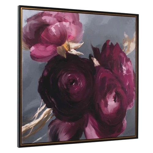 Uttermost 32481 Plum Ranculus 51" x 51" Framed Floral Painting - Hand Painted - Picture 4 of 5