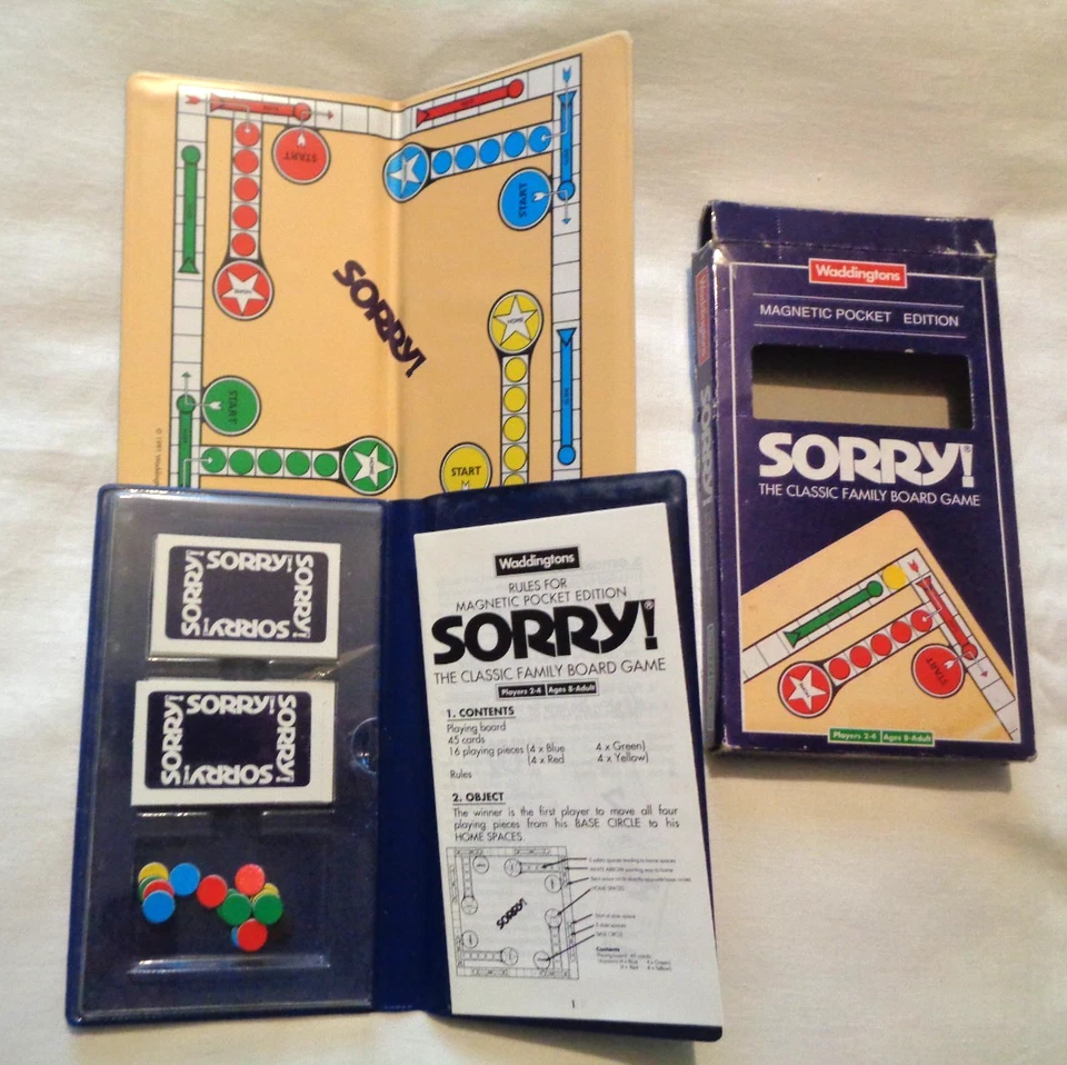 Waddingtons Sorry! Magnetic Pocket Edition Board Game. 1990s Complete VGC - Image 3 of 3