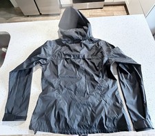 Columbia Women  s Hooded Windbreaker Jacket Black Nylon Zip Pockets L Lightweight