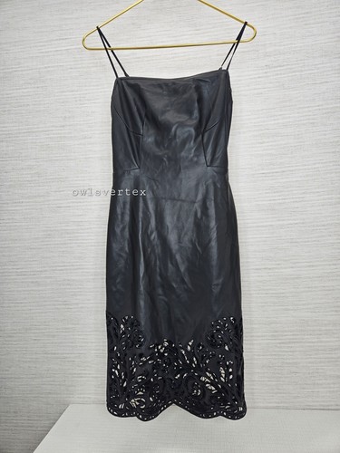 NWT•MARCIANO by GUESS Solange Faux Leather Dress• Jet Black Size 0 (EU 36) - Picture 5 of 9