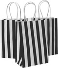 50Pcs Gift Bags Small 5.25x3.25x8 Inch Striped Paper Bags Black And White Gif...
