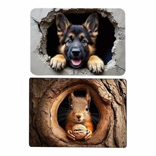 Squirrel Dog Crystal Velvet Floor Mat For The Entrance Door Anti-slip 3D Visual 