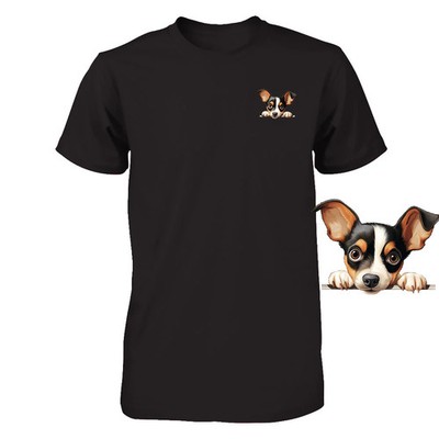 Funny Toy Fox Terrier Dog Peeking Pocket Tshirt Cute Puppy Dog Lover Tee Gift
