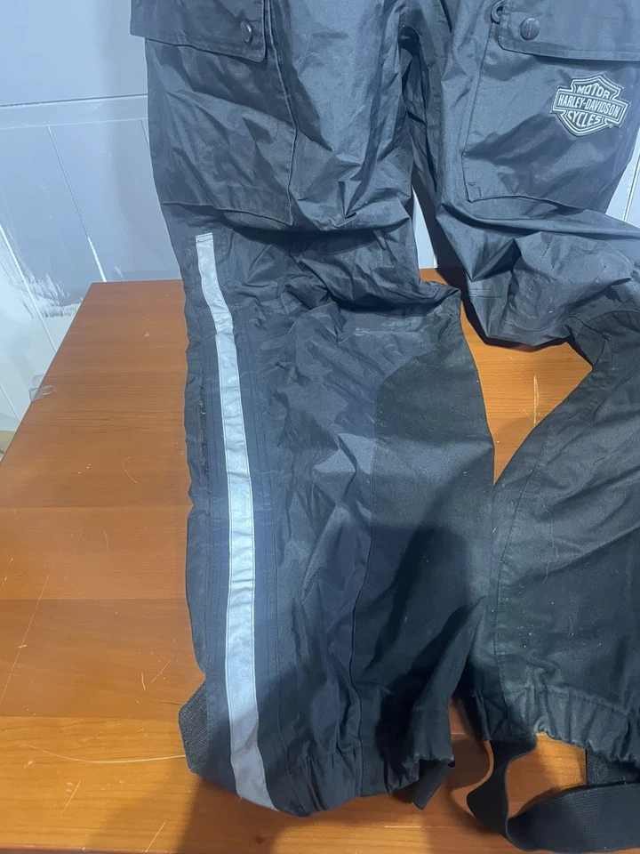 Baberos de lluvia Harley Davidson negros reflectantes a rayas - talla X-grande Foto 3 de 4