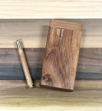 Black Walnut Wood 4" Dugout Stashbox w  Poker & One Hitter Pipe- Made In The USA