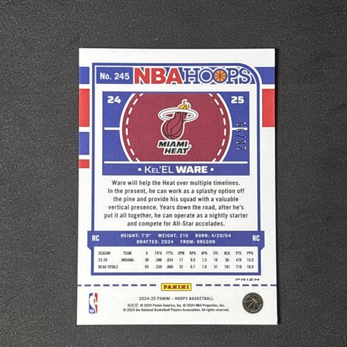 2023-24 Hoops Kel'El Ware RC /99 Red Prizm #245 Rookie - Picture 2 of 2
