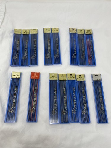 Großes Set mit 15 STAEDTLER MARS LUMOGRAPH Zeichenleitungen 2H, 3H, HB, 4H, H, F, Rd Dt