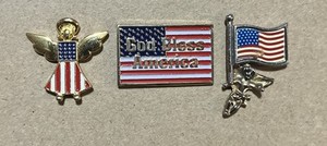 Patriotic USA Guardian Angel Lapel Pin God Bless American Flag Lot Set