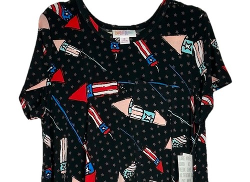 Lularoe Girls Swing Dress sz 7-8 Patriotic USA America Fireworks Scarlett NEW