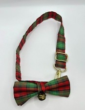 Plaid Holiday Adjustable Dog Bow Collar with Bell