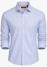 Van Heusen Traveler Tall 16.5-17 Men's LT Button Shirt LS Blue White Plaid Print