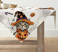 Katze KüRbisse Spinnennetz Halloween 85X85 Cm Tischdecke