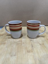 Pier 1 One Imports Summer Stripes Coffee Mug 4"~Discontinued~Set of 2 - retired*