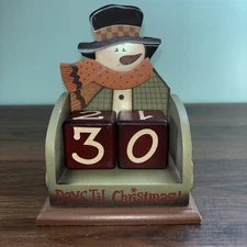 Wooden Country Style Snowman Countdown To Christmas Decor Primitive Cute Green